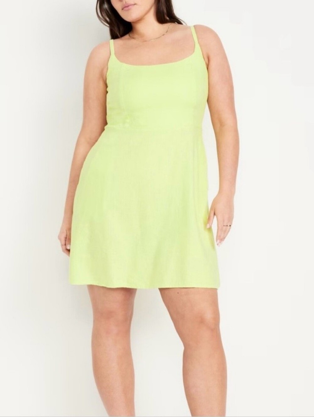 Old Navy Yellow Linen Blend Smocked Sundress  Zize M Sleeveless Adjustable Strap